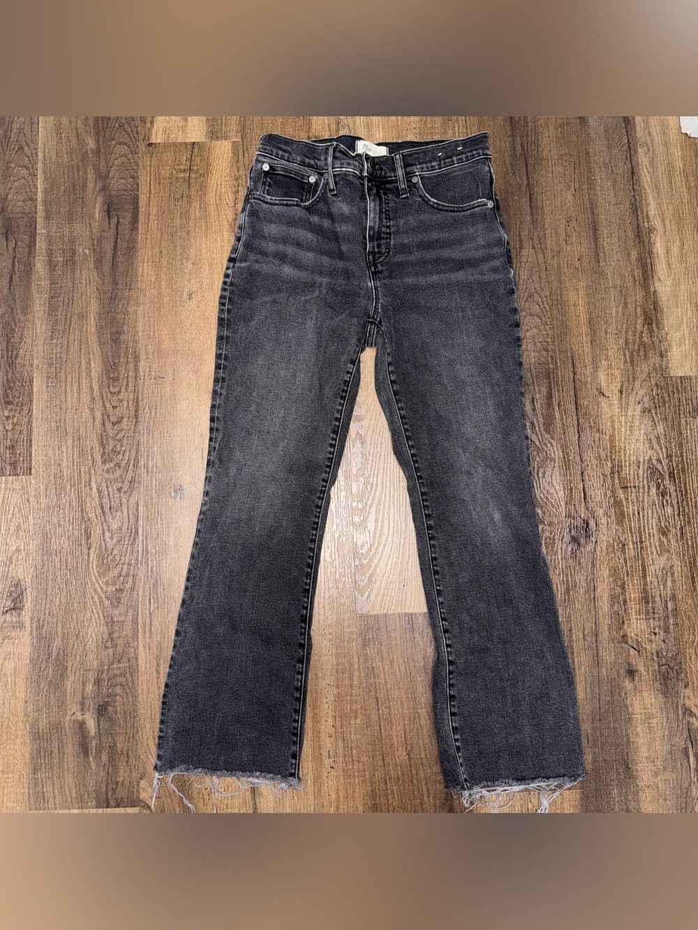 Madewell Black Mid-Rise Kick Out Straight Jeans